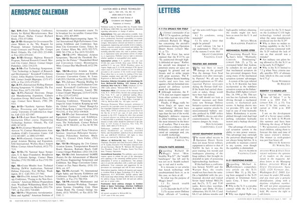 LETTERS, Page: 87 - APRIL 1, 1991 | Aviation Week
