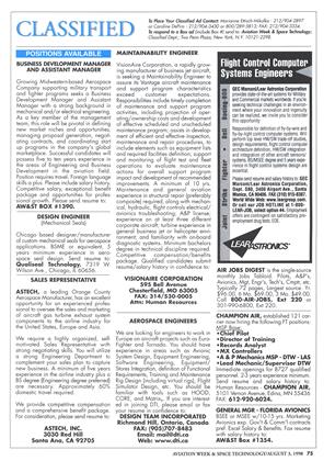 CLASSIFIED, Page: 75 - AUGELTST 3, 1998 | Aviation Week