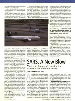 Sars: A New Blow, Page: 59 - APRIL 7, 2003 | Aviation Week
