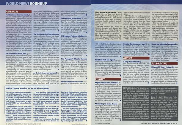 World News Roundup, Page: 18 - APRIL 28, 2003 | Aviation Week